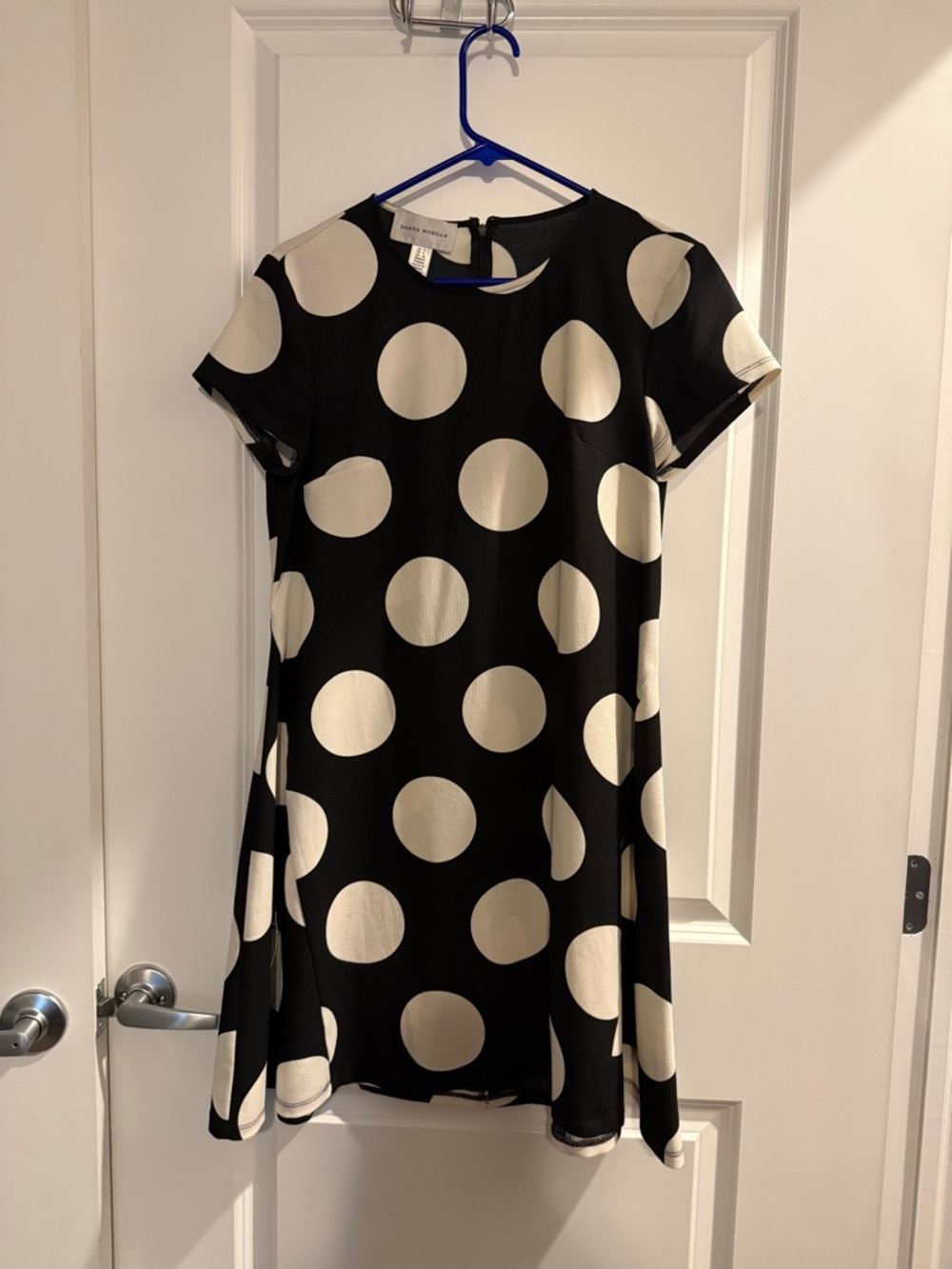 Donna Morgan Black Dress with Cream Polka Dots